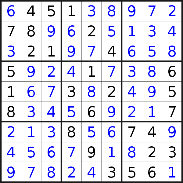 Sudoku solution for puzzle published on Wednesday, 1st of January 2020