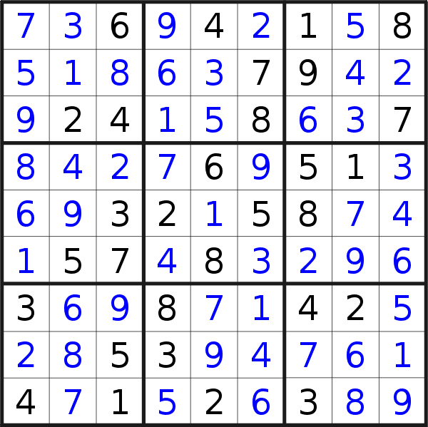 Sudoku solution for puzzle published on Saturday, 4th of January 2020