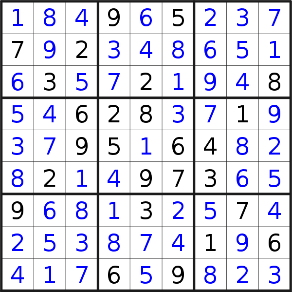 Sudoku solution for puzzle published on Friday, 10th of January 2020