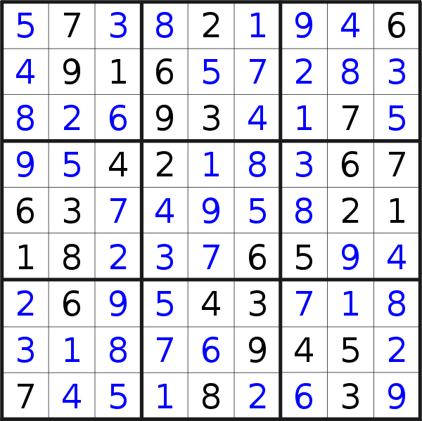 Sudoku solution for puzzle published on Sunday, 12th of January 2020