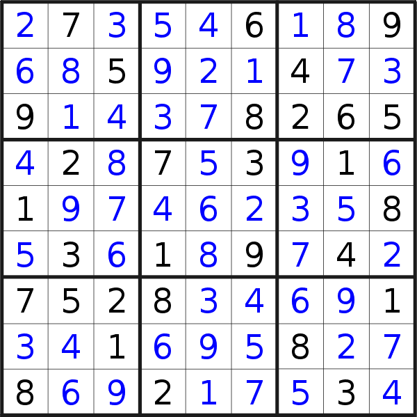 Sudoku solution for puzzle published on Tuesday, 14th of January 2020