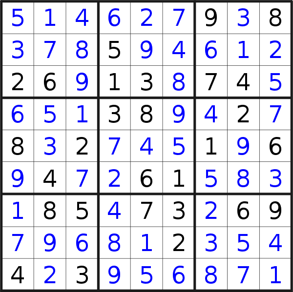 Sudoku solution for puzzle published on Friday, 17th of January 2020