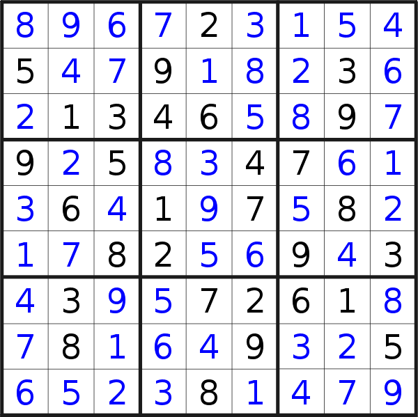 Sudoku solution for puzzle published on Saturday, 18th of January 2020