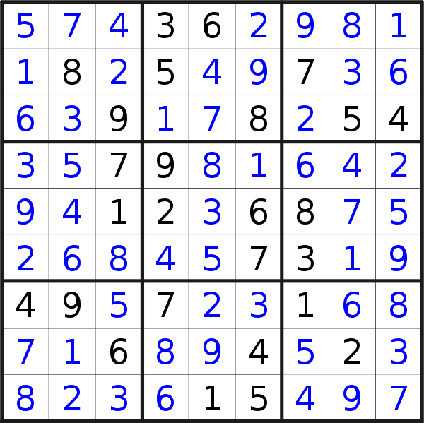 Sudoku solution for puzzle published on Friday, 24th of January 2020