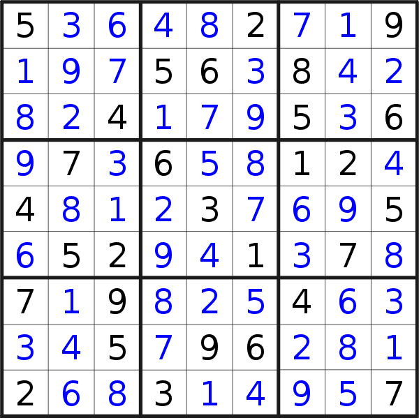 Sudoku solution for puzzle published on Friday, 31st of January 2020
