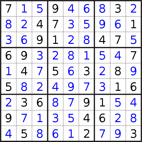 Sudoku solution for puzzle published on Monday, 3rd of February 2020