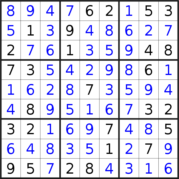 Sudoku solution for puzzle published on Friday, 7th of February 2020