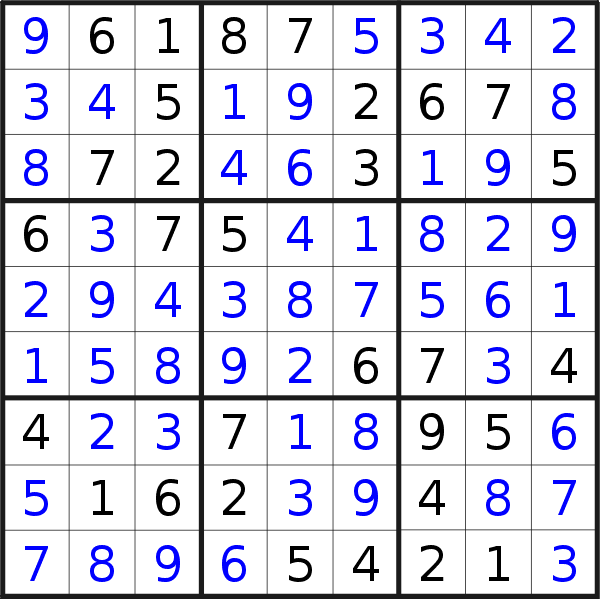 Sudoku solution for puzzle published on Monday, 10th of February 2020