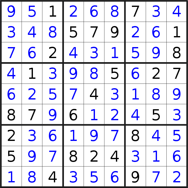 Sudoku solution for puzzle published on Friday, 14th of February 2020