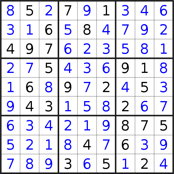 Sudoku solution for puzzle published on Saturday, 15th of February 2020