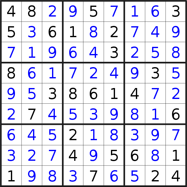 Sudoku solution for puzzle published on Wednesday, 19th of February 2020