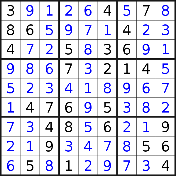 Sudoku solution for puzzle published on Thursday, 20th of February 2020