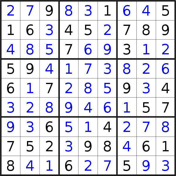 Sudoku solution for puzzle published on Tuesday, 25th of February 2020