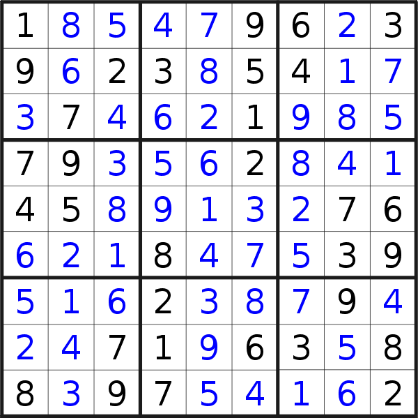 Sudoku solution for puzzle published on Friday, 28th of February 2020