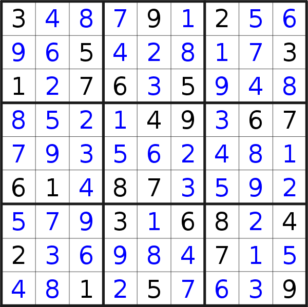 Sudoku solution for puzzle published on Sunday, 1st of March 2020