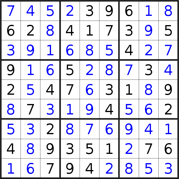 Sudoku solution for puzzle published on Monday, 2nd of March 2020