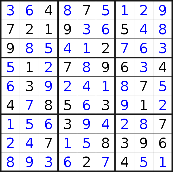 Sudoku solution for puzzle published on Thursday, 5th of March 2020