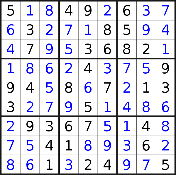 Sudoku solution for puzzle published on Friday, 6th of March 2020