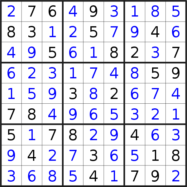 Sudoku solution for puzzle published on Saturday, 7th of March 2020