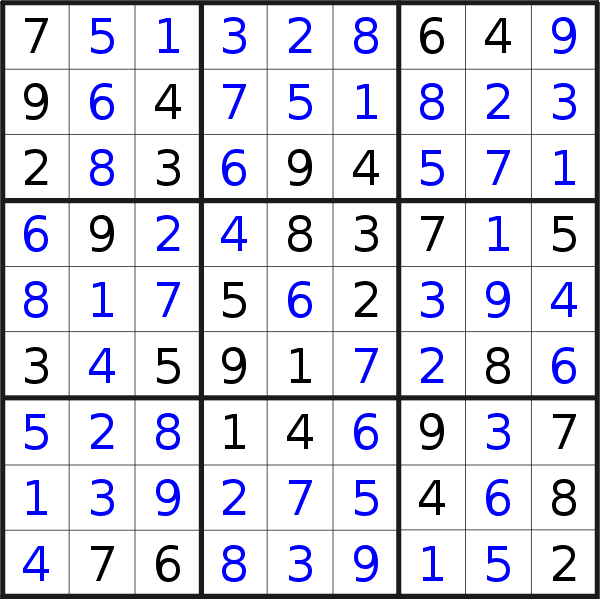 Sudoku solution for puzzle published on Monday, 9th of March 2020