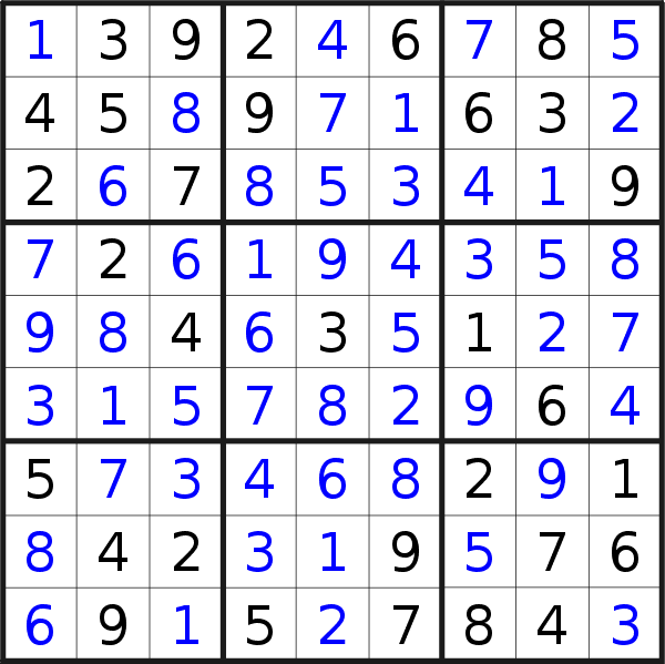 Sudoku solution for puzzle published on Tuesday, 10th of March 2020