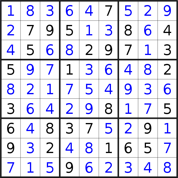Sudoku solution for puzzle published on Thursday, 12th of March 2020