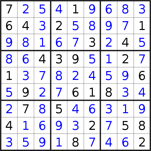 Sudoku solution for puzzle published on Saturday, 14th of March 2020