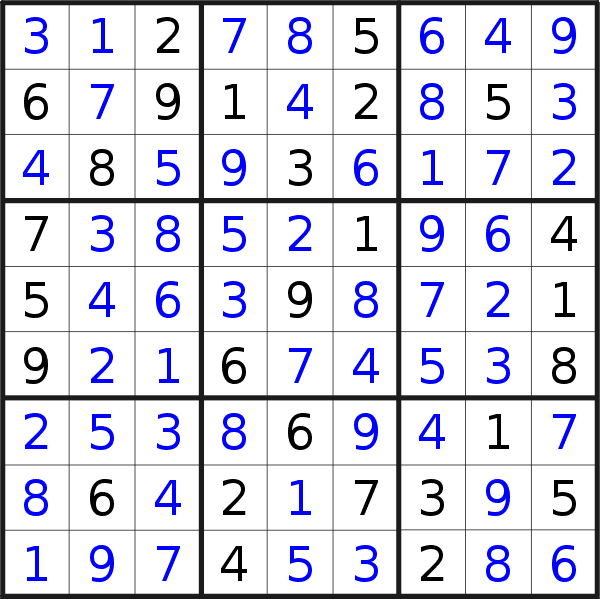 Sudoku solution for puzzle published on Wednesday, 18th of March 2020