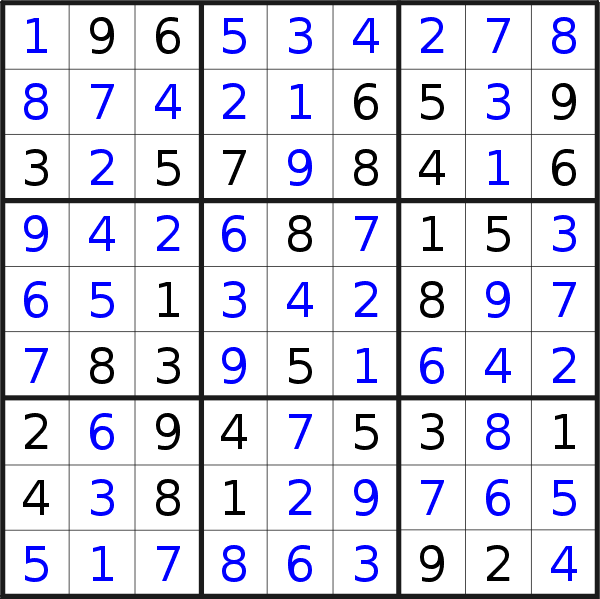 Sudoku solution for puzzle published on Saturday, 21st of March 2020