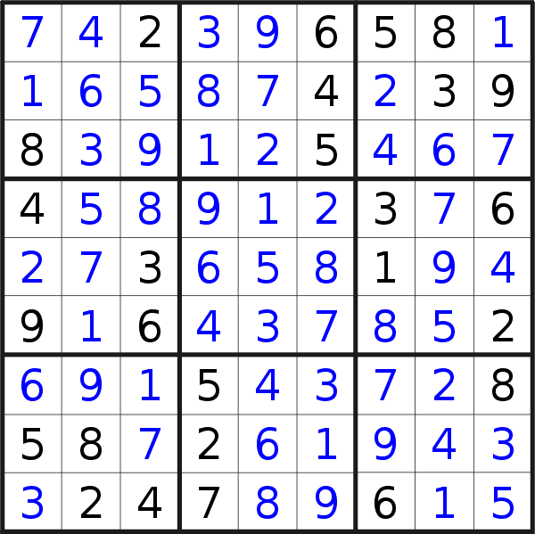 Sudoku solution for puzzle published on Wednesday, 25th of March 2020
