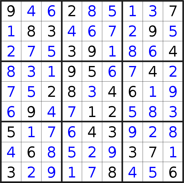 Sudoku solution for puzzle published on Thursday, 26th of March 2020