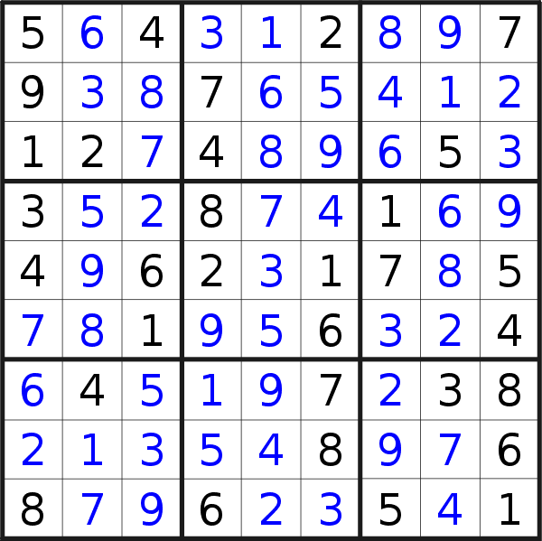 Sudoku solution for puzzle published on Friday, 27th of March 2020