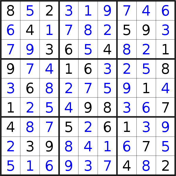 Sudoku solution for puzzle published on Monday, 30th of March 2020