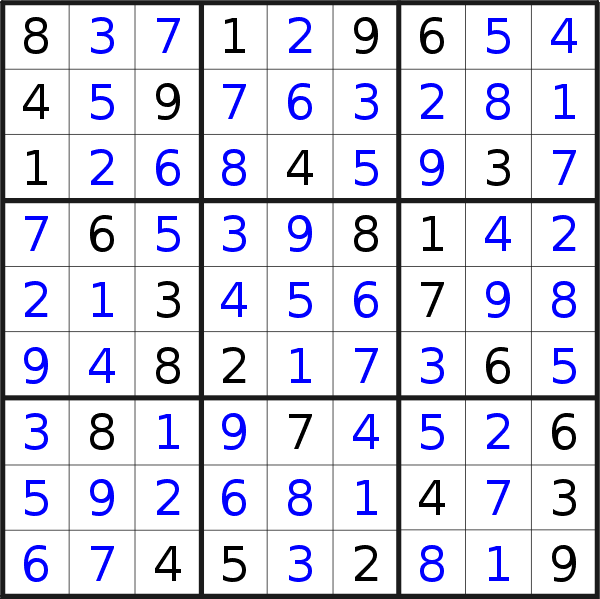 Sudoku solution for puzzle published on Thursday, 2nd of April 2020