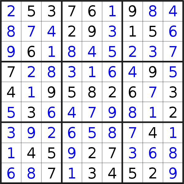 Sudoku solution for puzzle published on Monday, 6th of April 2020
