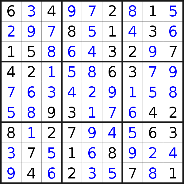Sudoku solution for puzzle published on Wednesday, 8th of April 2020