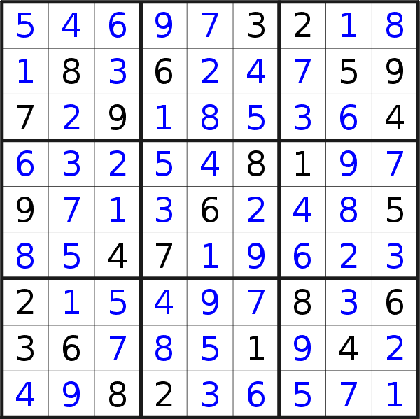 Sudoku solution for puzzle published on Thursday, 9th of April 2020
