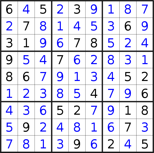 Sudoku solution for puzzle published on Monday, 13th of April 2020