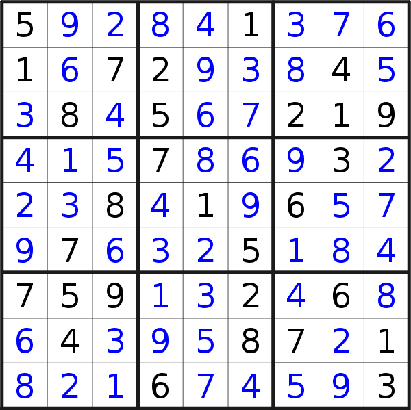 Sudoku solution for puzzle published on Sunday, 19th of April 2020