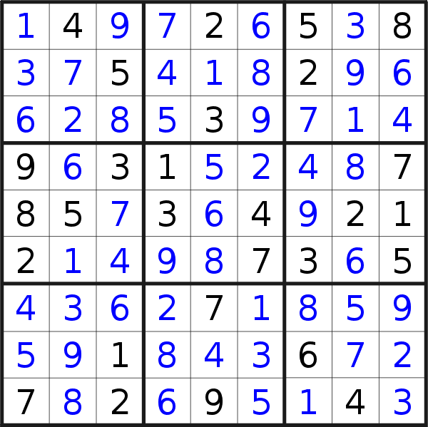Sudoku solution for puzzle published on Monday, 20th of April 2020