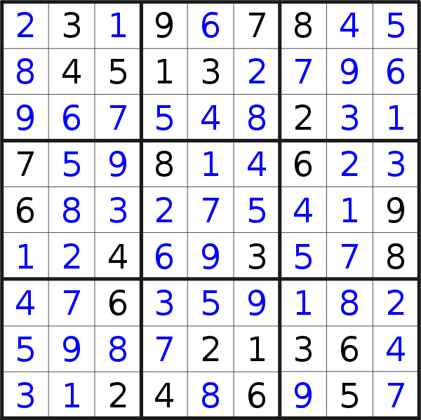 Sudoku solution for puzzle published on Tuesday, 21st of April 2020