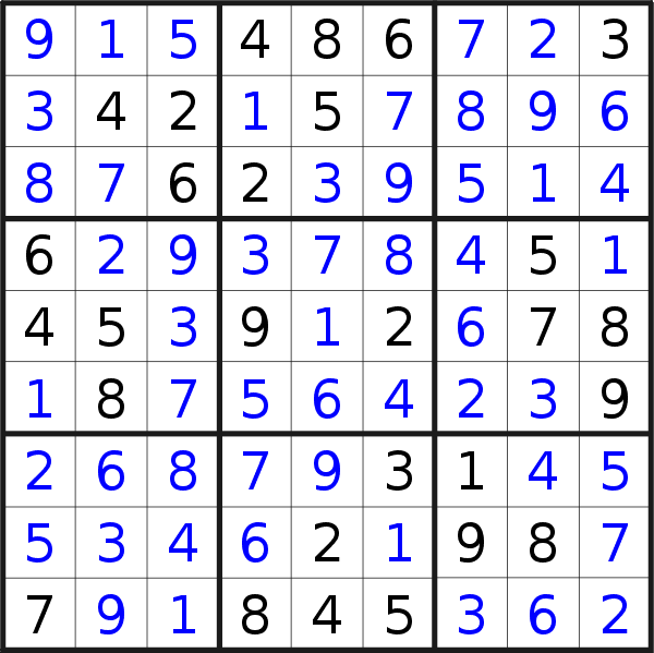 Sudoku solution for puzzle published on Thursday, 23rd of April 2020