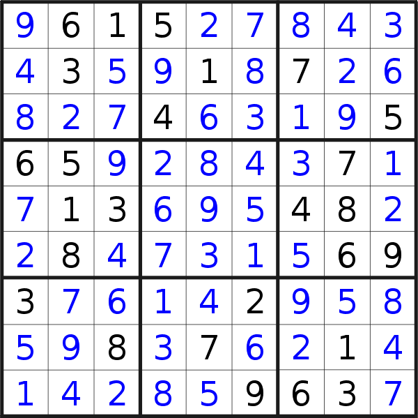 Sudoku solution for puzzle published on Friday, 24th of April 2020