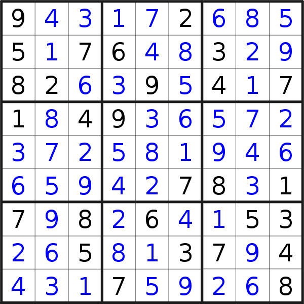 Sudoku solution for puzzle published on Sunday, 26th of April 2020