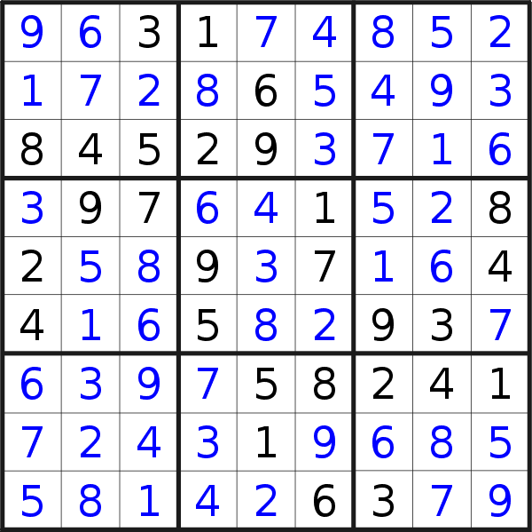 Sudoku solution for puzzle published on Monday, 27th of April 2020