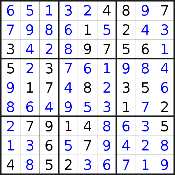 Sudoku solution for puzzle published on Friday, 1st of May 2020