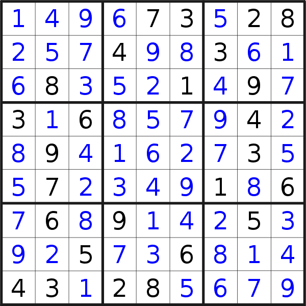 Sudoku solution for puzzle published on Friday, 8th of May 2020