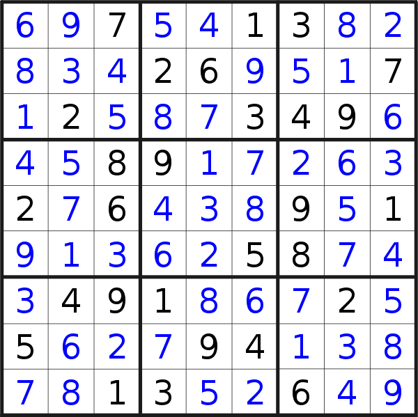 Sudoku solution for puzzle published on Saturday, 9th of May 2020