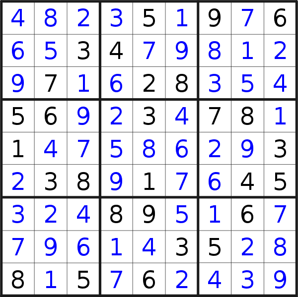 Sudoku solution for puzzle published on Sunday, 10th of May 2020