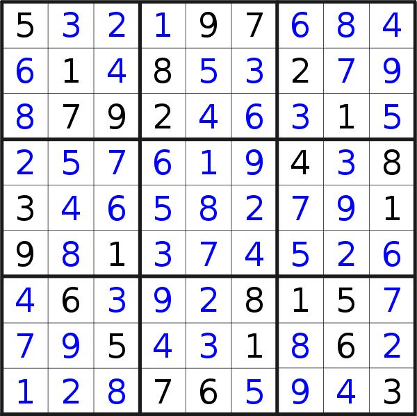 Sudoku solution for puzzle published on Monday, 11th of May 2020